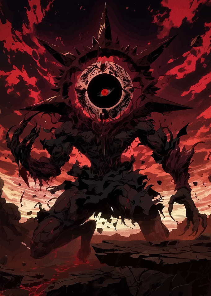 One-Eyed Monster in Fiery Landscape