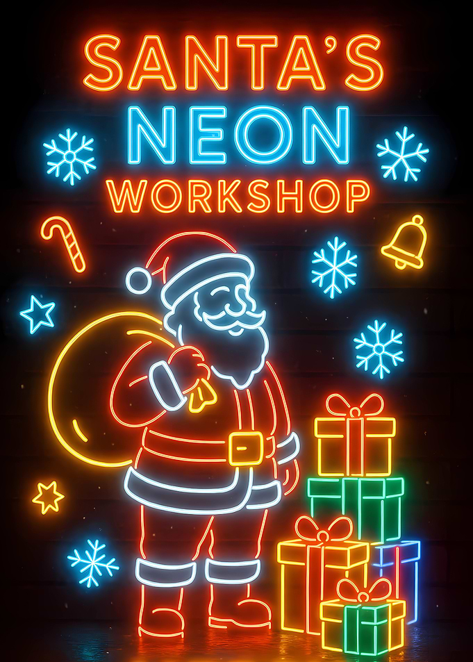 Santa's Neon Workshop Christmas