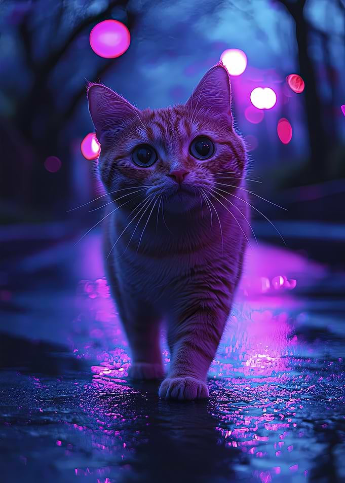 Neon Cat Kitten Walk