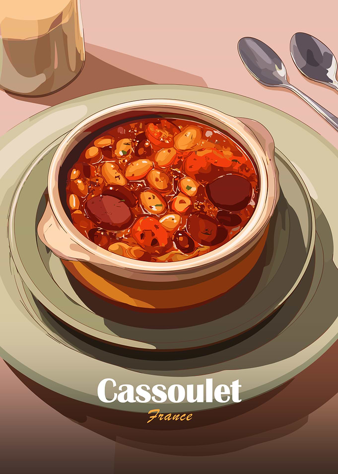 Cassoulet France Dish Illustration