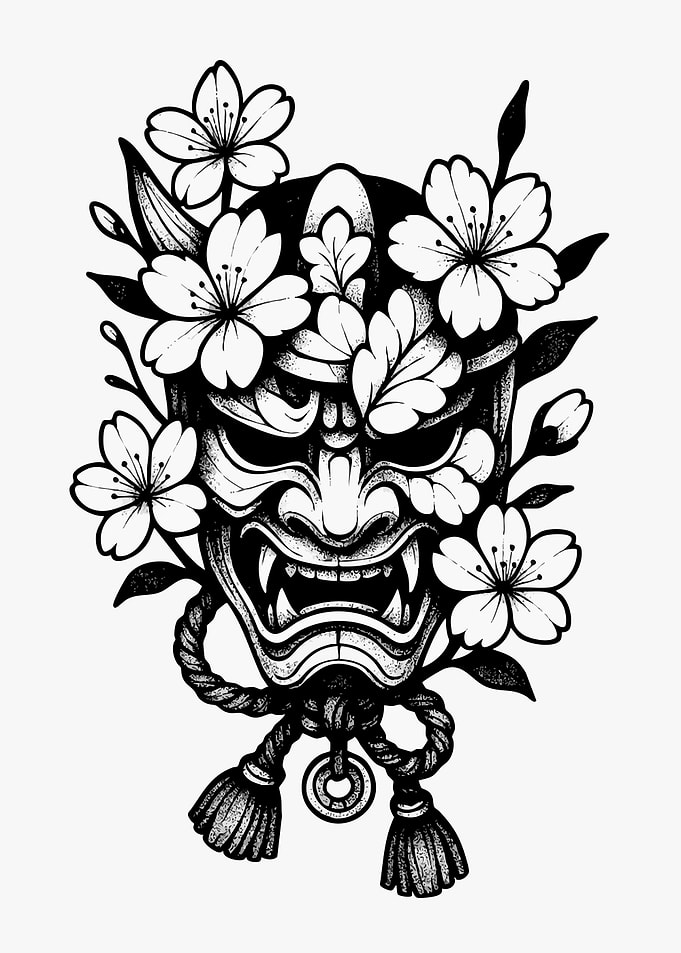 Hannya Mask with Cherry Blossoms