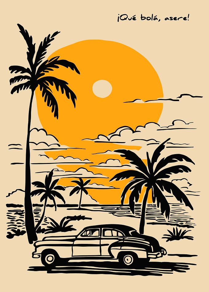 Vintage Car on Tropical Beach