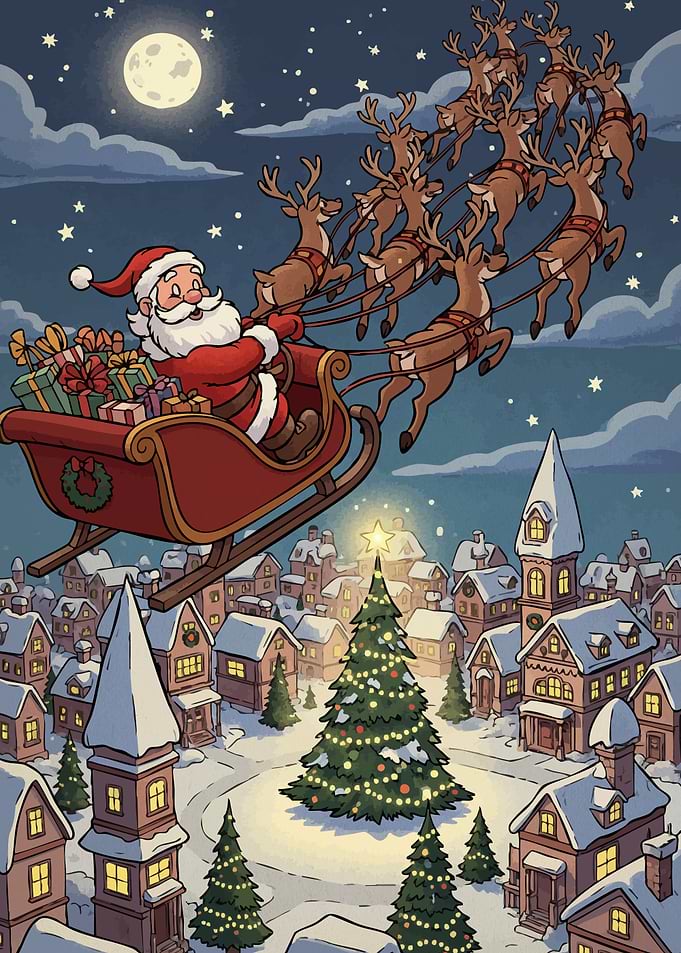 Santa Claus snowy town