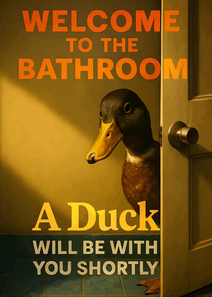 Welcome to the Bathroom Duck Poster