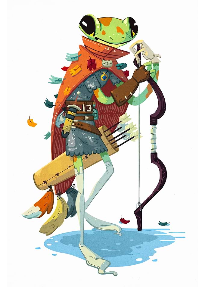 Frog Archer Character Design Illustration