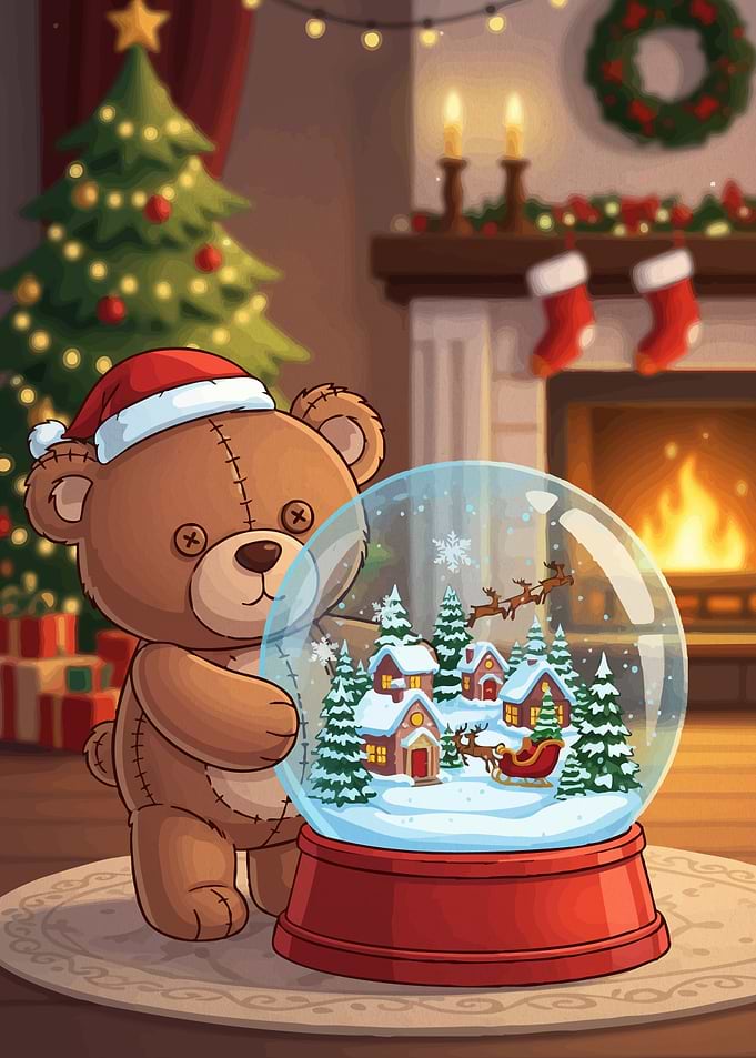 Christmas Teddy Bear Snow Globe