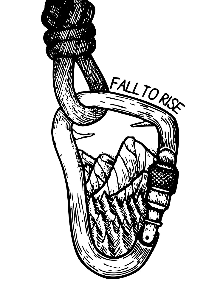 Fall to Rise Carabiner Mountain Art