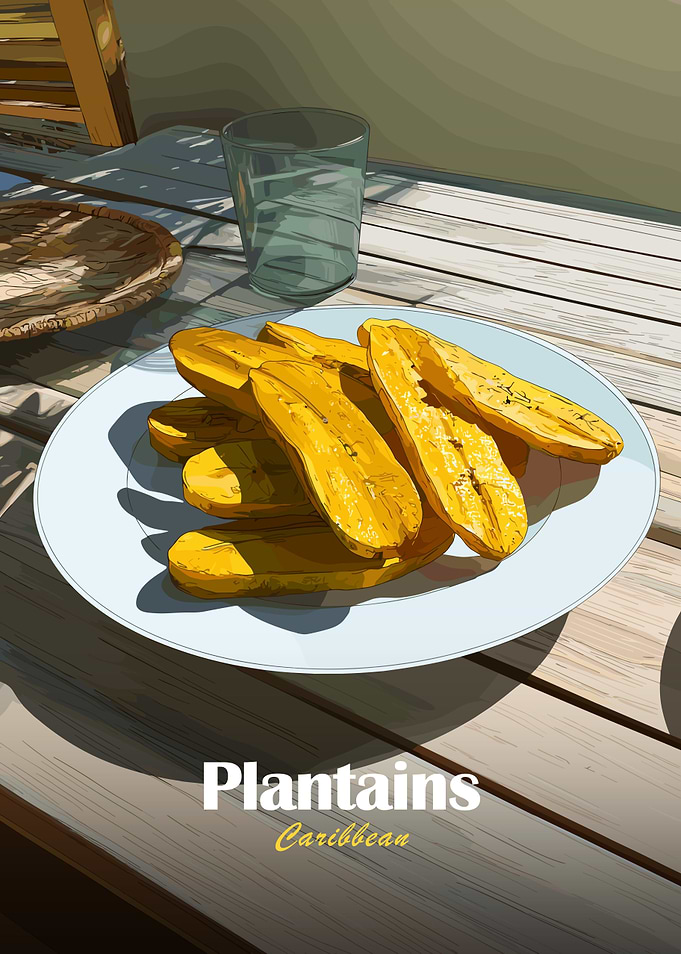 Plantains Caribbean Food Illustration