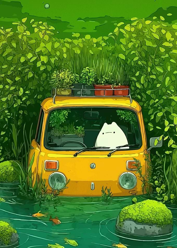 Car Water Cat