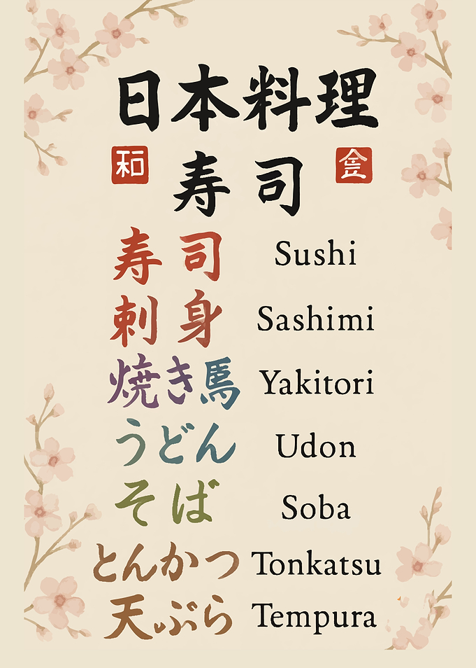 Japanese Cuisine Menu with English Translation