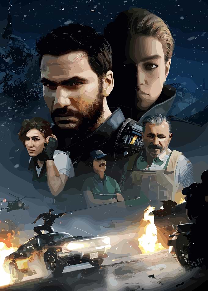 Action Game Poster with Multiple Characters