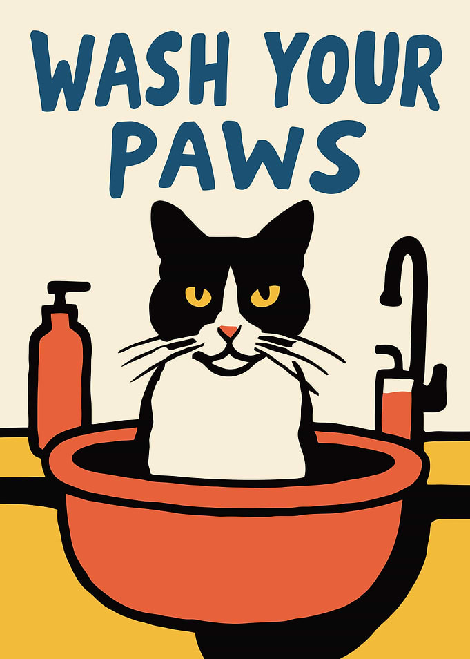 Wash Your Paws Cat Poster