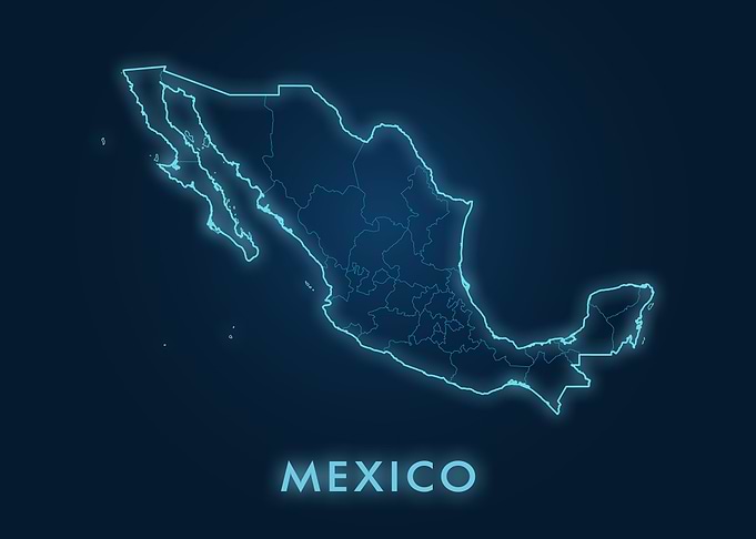 Neon Mexico Map