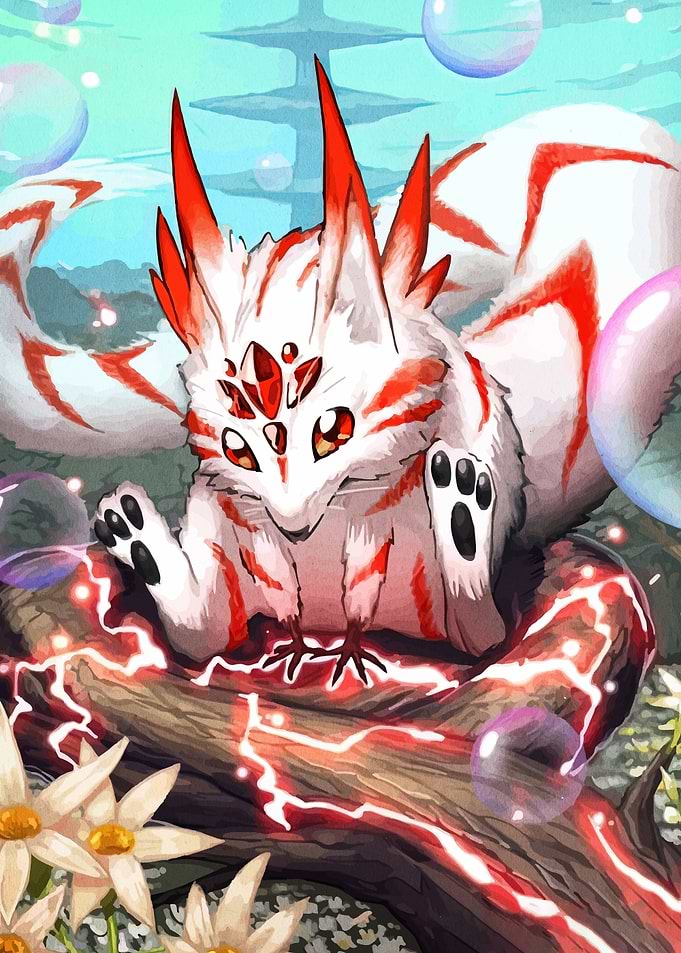 Cute Nine-Tailed Fox Illustration