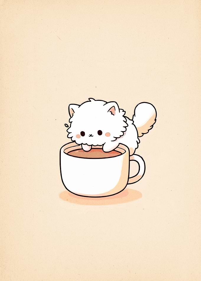 Cute Cat in Coffee Cup