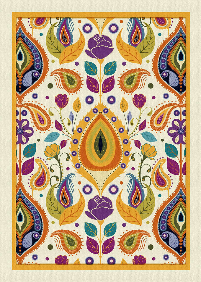 Bohemian Garden Summer – Vibrant Floral Paisley Art Print | © Fezzyboo
