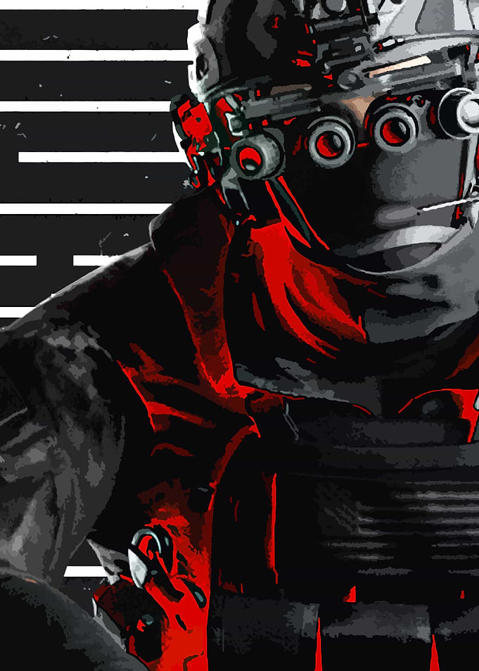 Cyberpunk Character Portrait with Red Accents