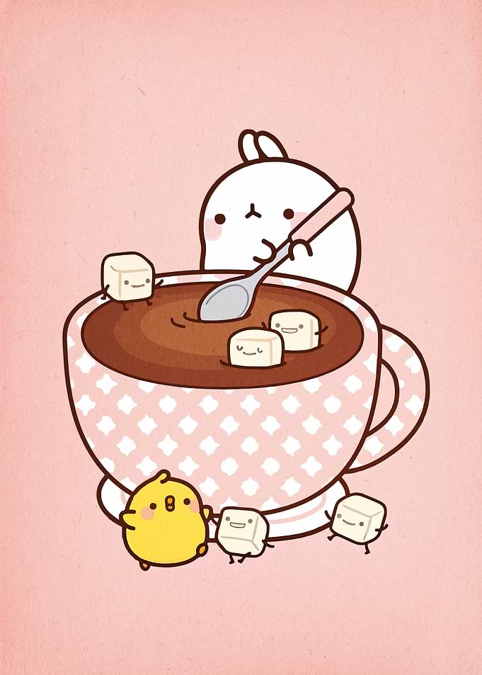 Cute Molang with Hot Chocolate