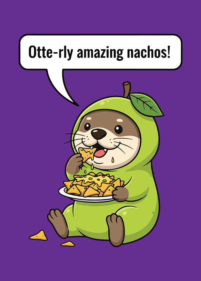 Otter in Pear Costume Eating Nachos