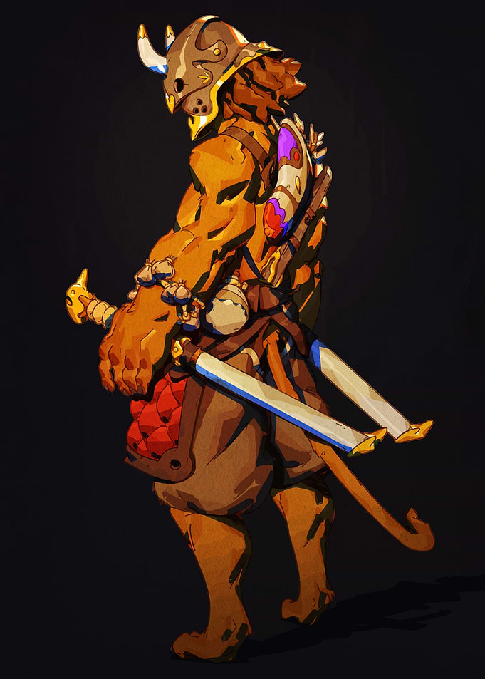 Anthropomorphic Tiger Warrior with Horned Helmet