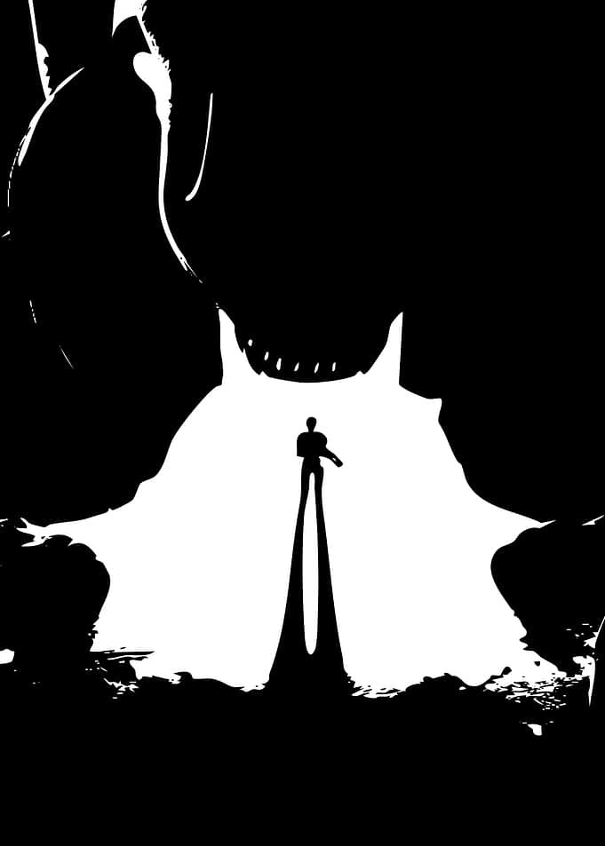 Monochrome Confrontation: Man vs. Monster alien rogue