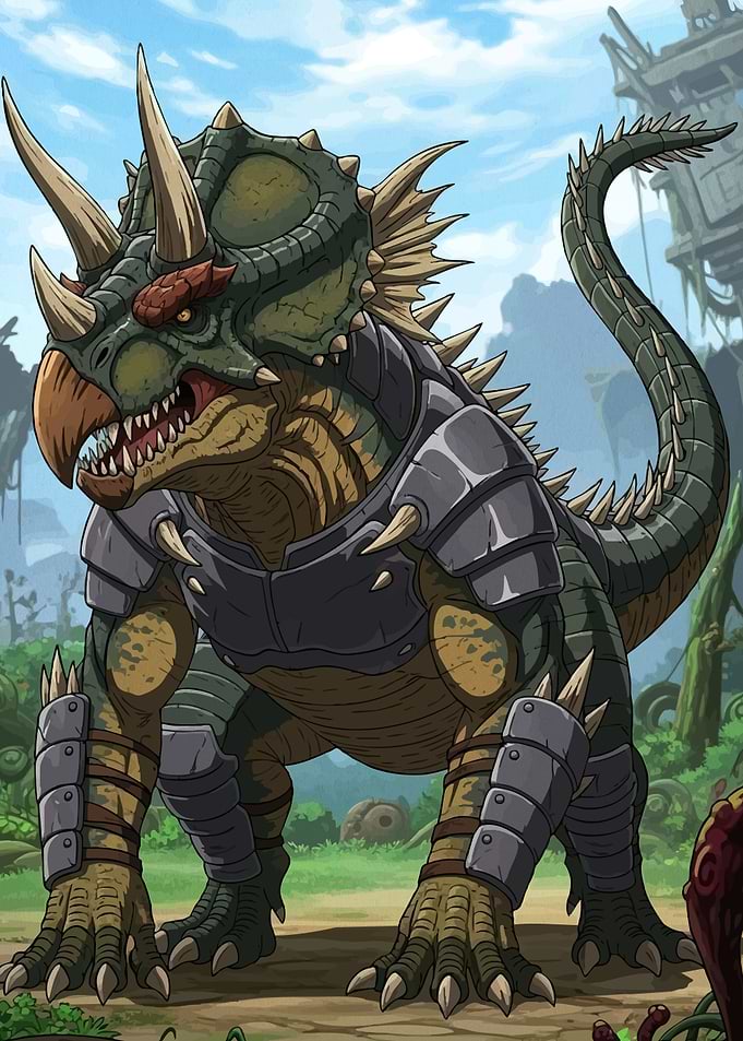 Armored Triceratops Fantasy Landscape