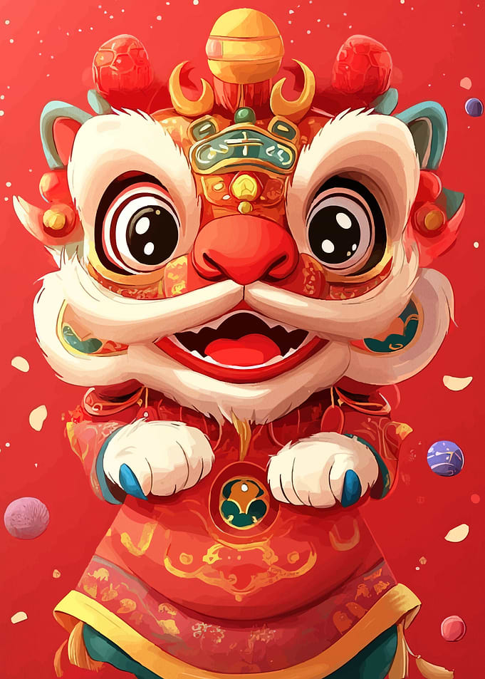 Cartoon Lion Dance