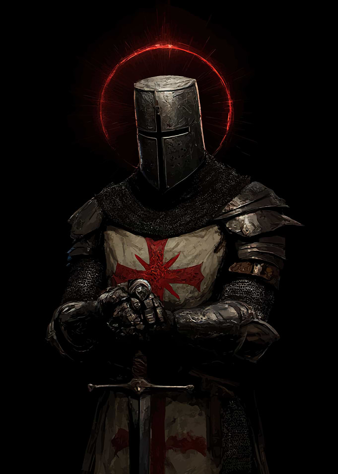 Crusader Knight with Red Halo