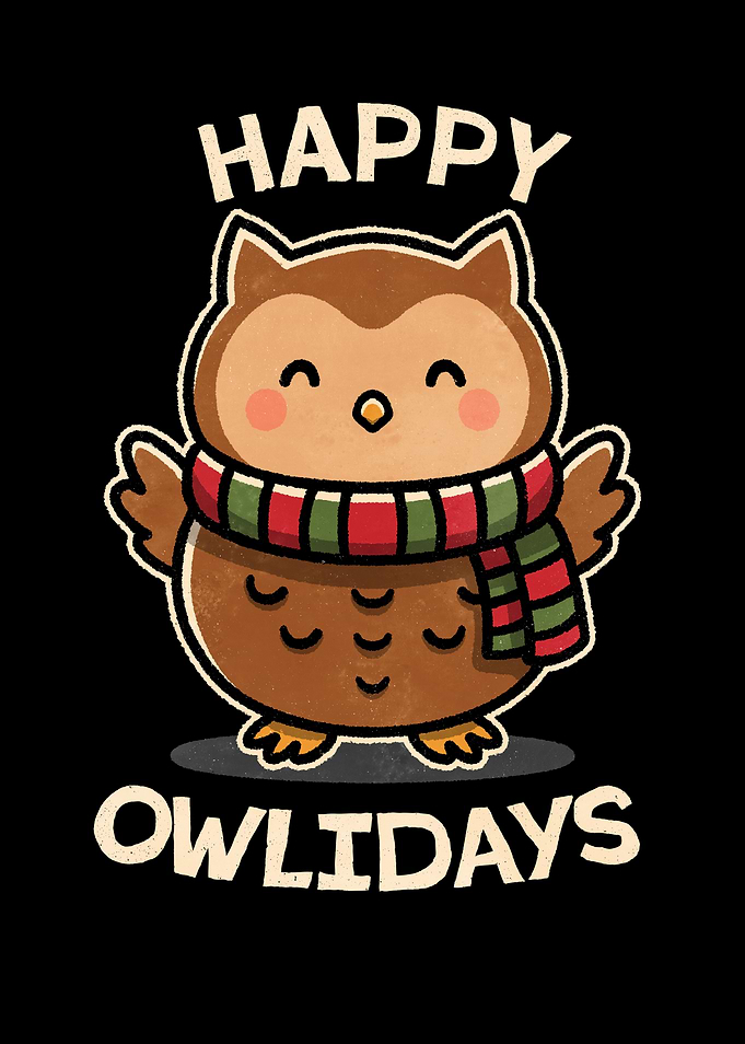 Happy Owlidays Cartoon Owl
