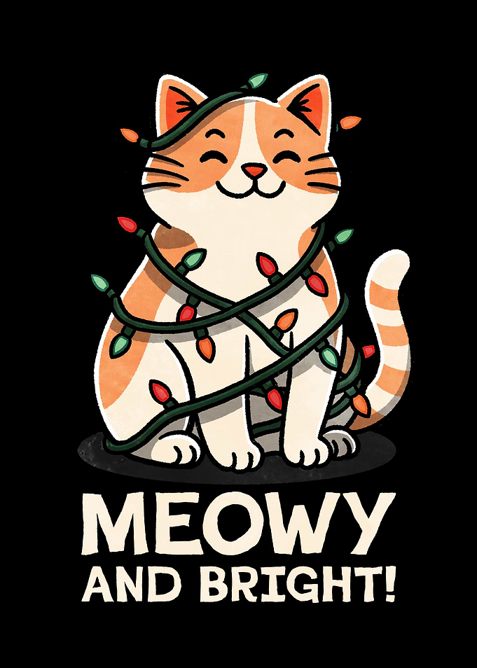 Meowy and Bright Christmas Cat