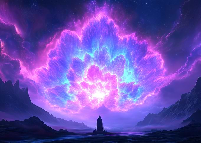 Neon Celestial Bloom Landscape