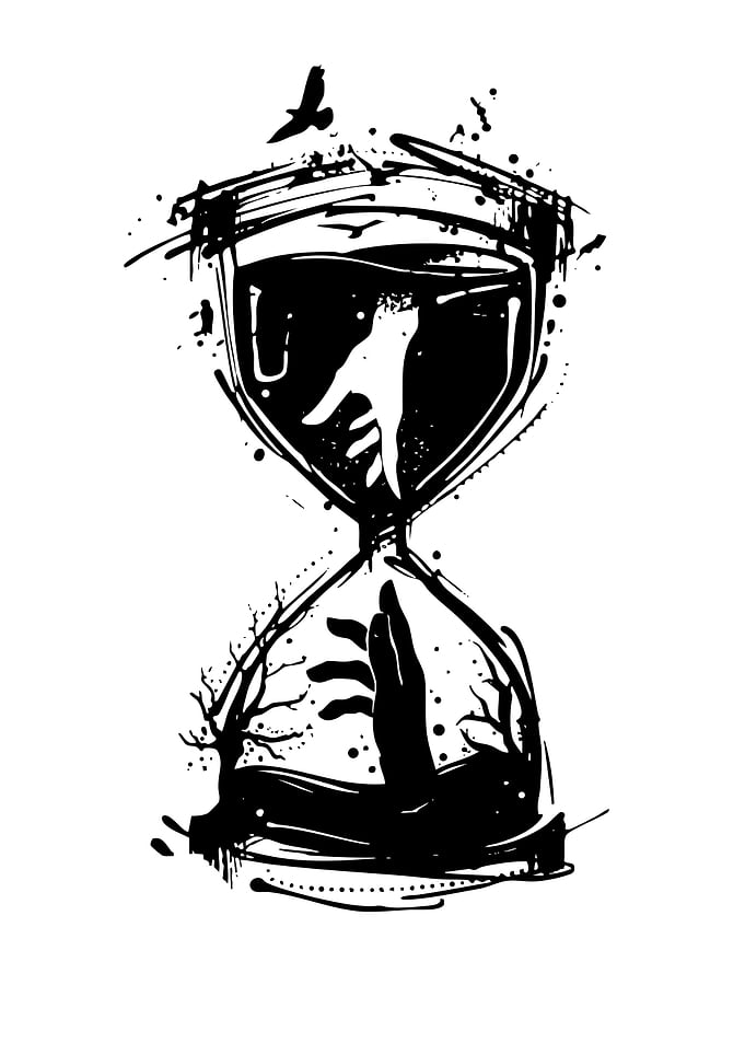 Hourglass with Hands and Trees