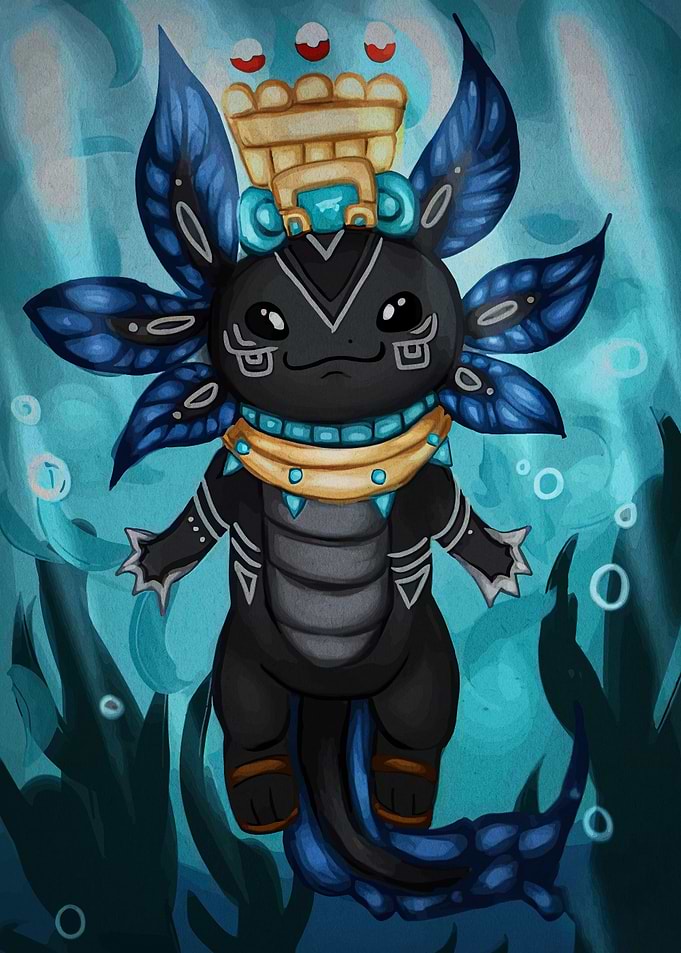 Aztec Axolotl Digital Art