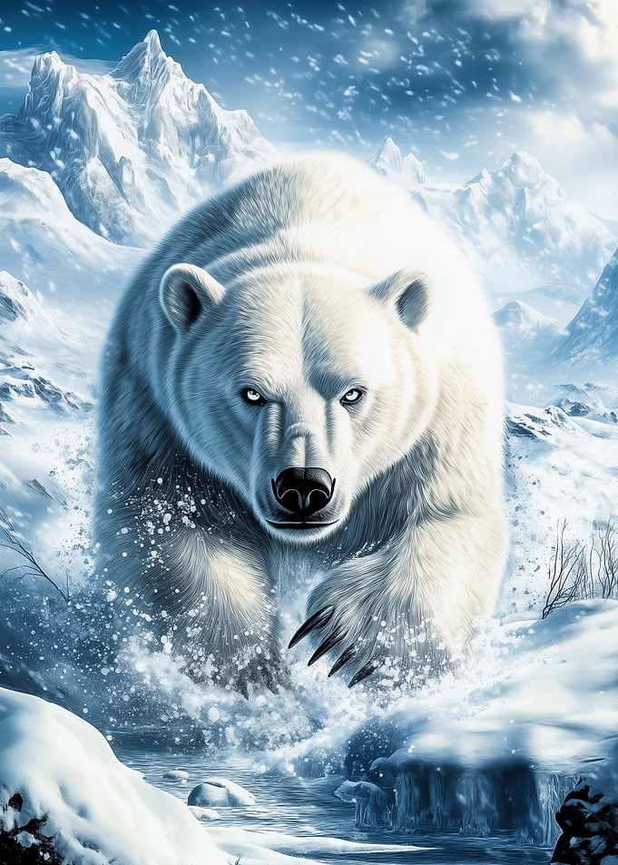 Polar Bear in Snowy Landscape