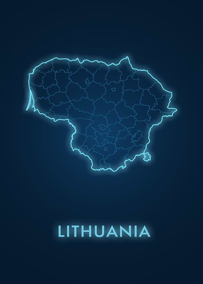 Lithuania Neon Map
