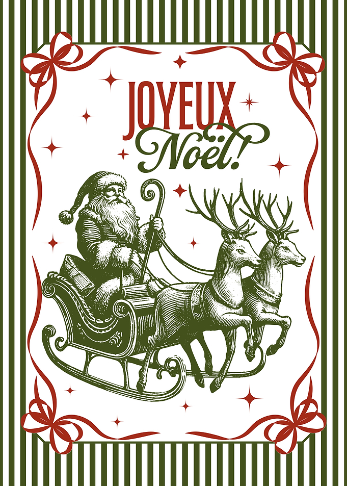 Joyeux Noel Santa Sleigh Illustration