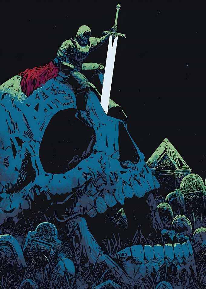 Knight on Skull with Sword