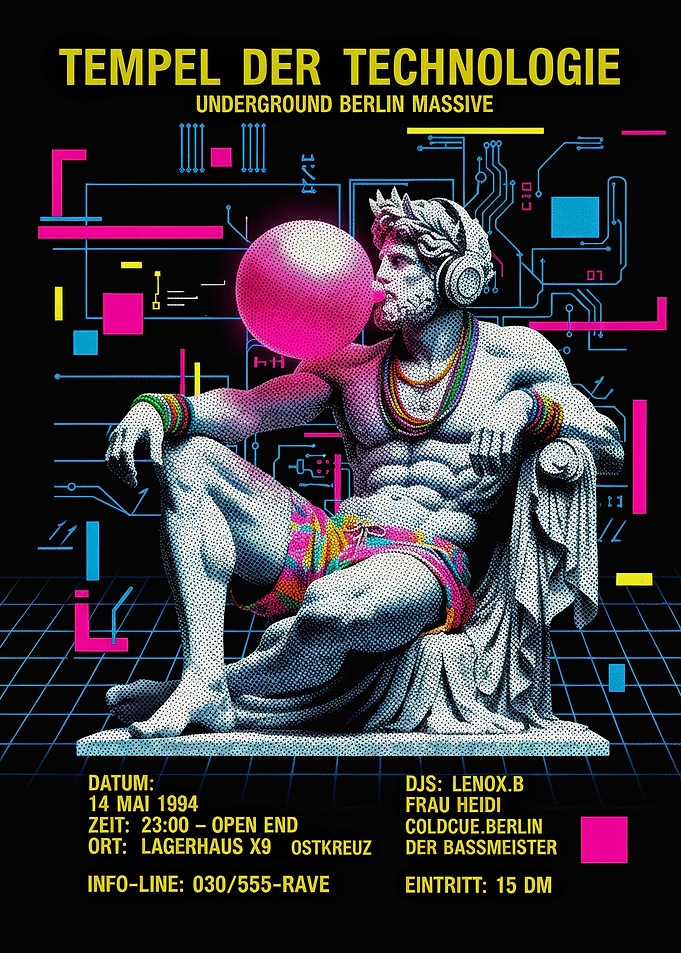 Tempel Der Technologie Rave Poster