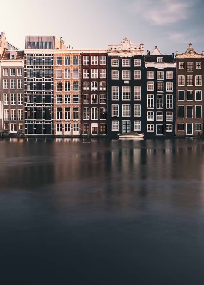 Amsterdam Canal Houses at Dusk