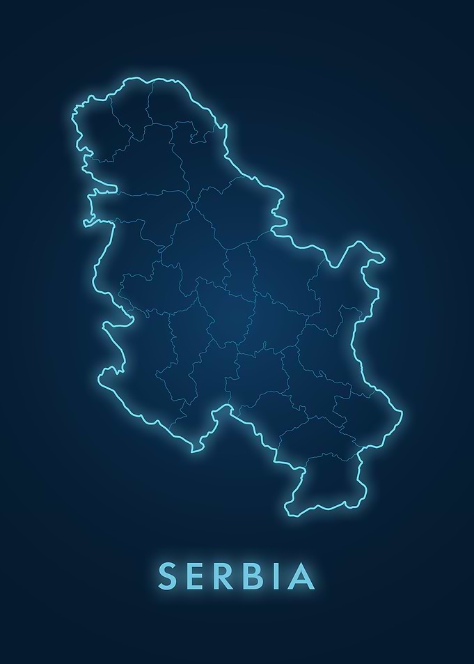 Serbia Map Neon Glow