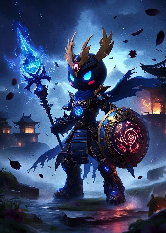 Fantasy Warrior in Stormy Landscape