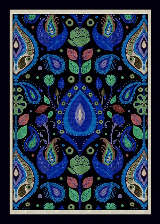 Bohemian Garden Winter – Midnight Floral Frost Art Print | © Fezzyboo