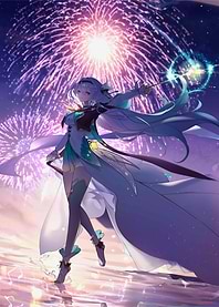 Girl with Fireworks Background