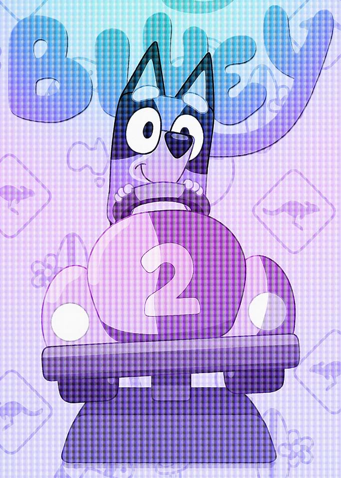 Bluey in Car with Number 2