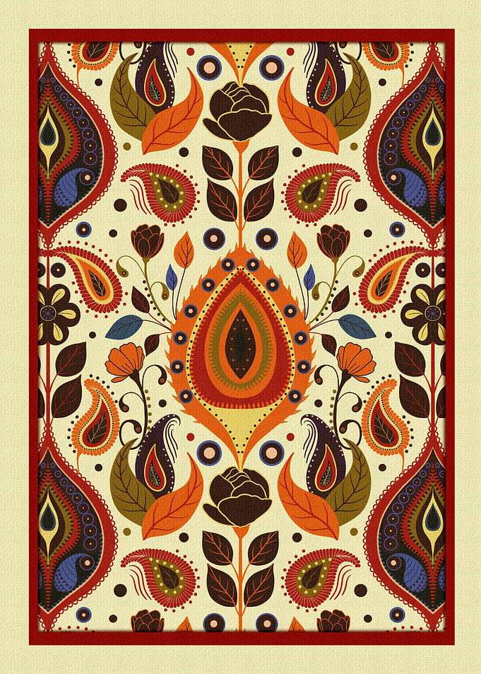 Bohemian Garden Autumn – Warm Folk Art Floral Poster | © Fezzyboo