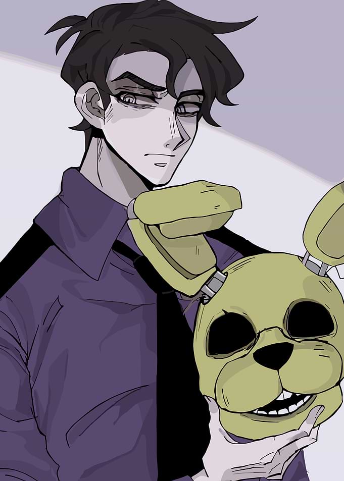 Man holding Springtrap mask illustration