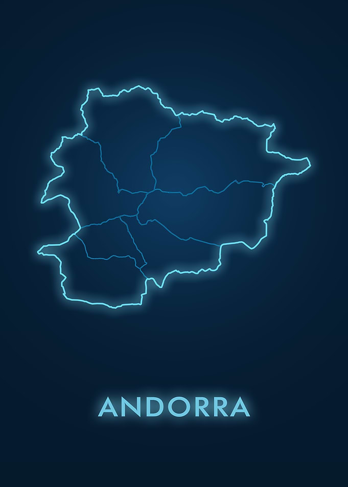 Andorra Map Neon Outline