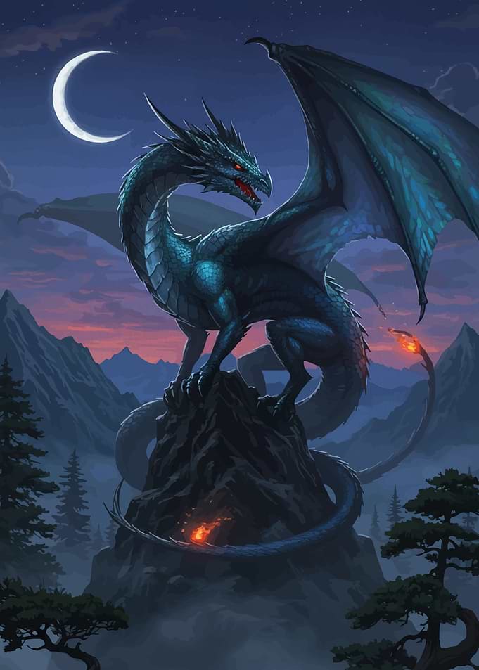 Dragon Mountain Peak Night