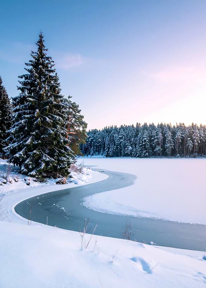 Winter Landscape with Frozen Lake
