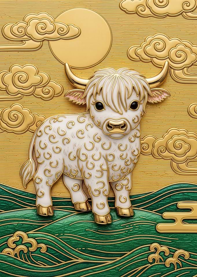 Golden Ox Lunar New Year Art